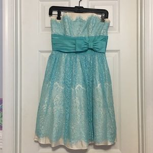 Betsey Johnson Light blue strapless lace dress
